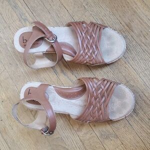 b.o.c Born Concept Cork Wedge Brown Strap Sandals